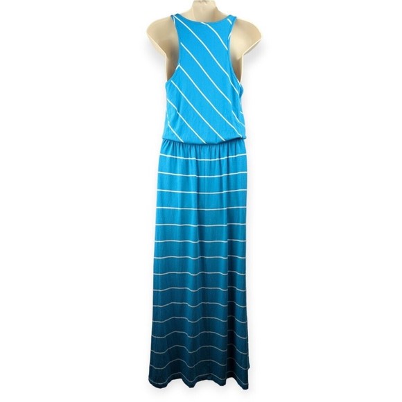 Michael Stars Harlow Stripe Island Atlantic Maxi Dress Aqua Blue Racerback S - Picture 6 of 9
